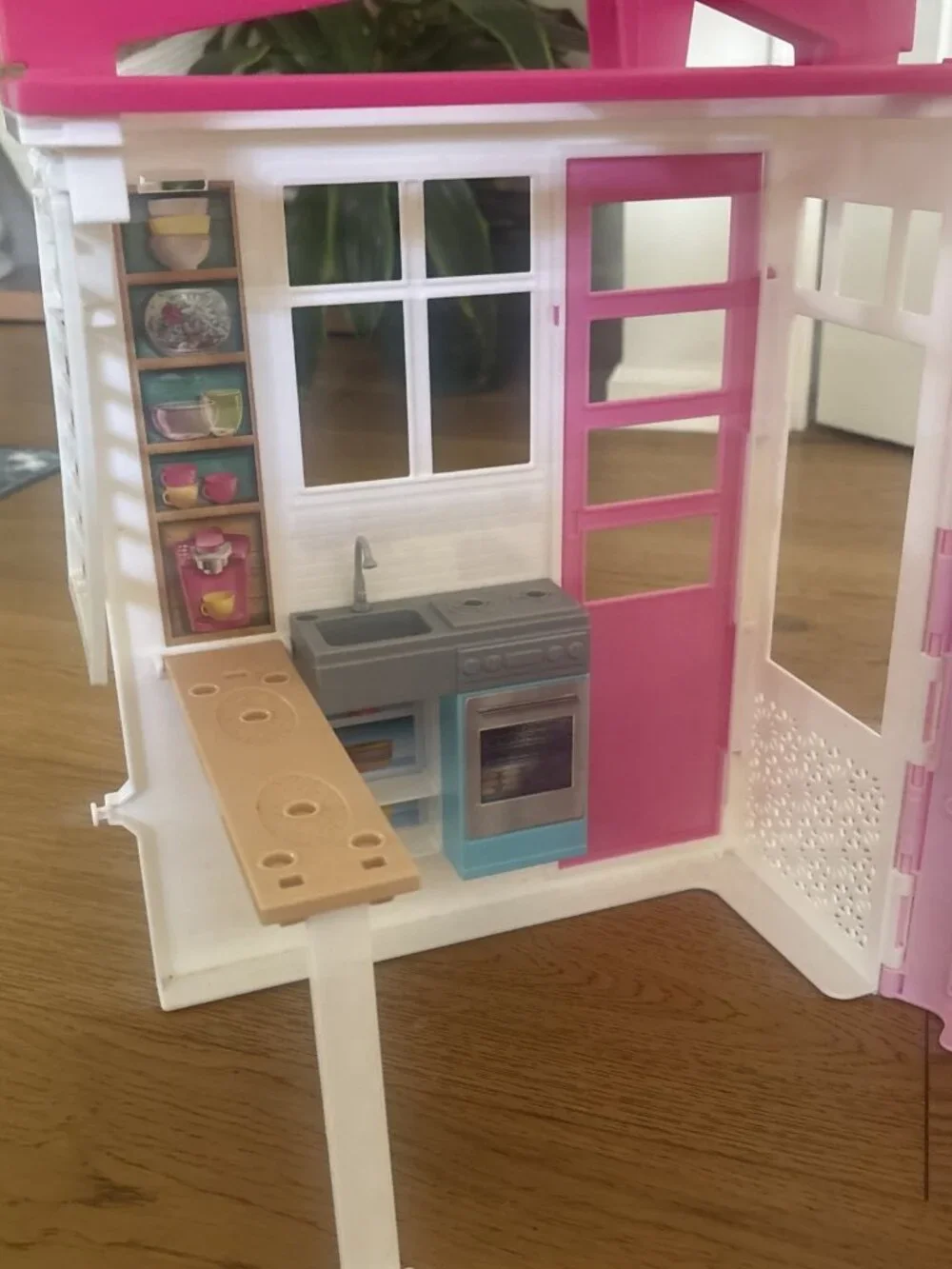 Barbie Dollhouse, Portable 1-Story Playset with 3 Dolls No Accessories